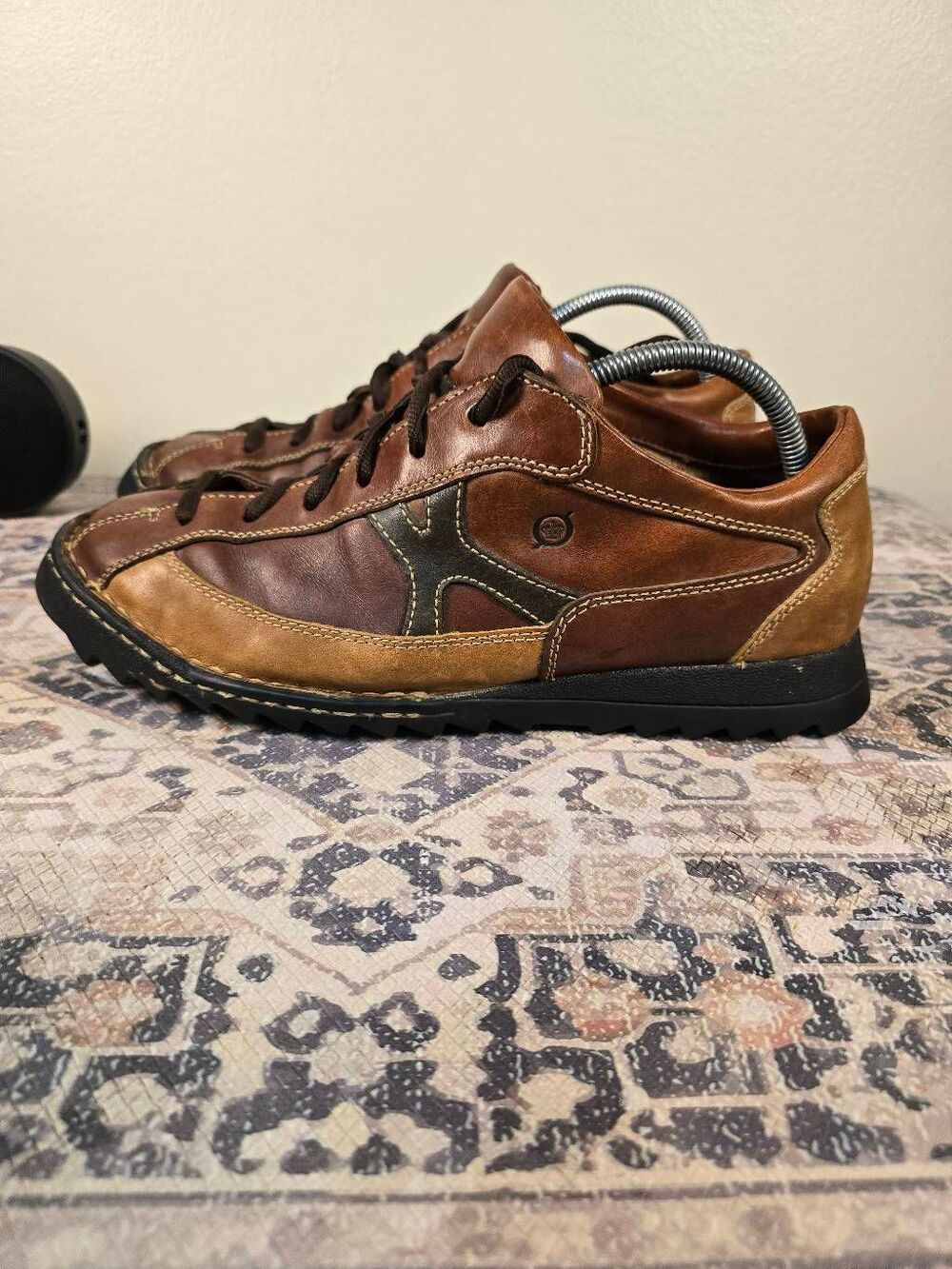 BORN Shoes Men’s US 10/44 ~3 TONE~ Brown Leather Casual Lace Up ROCKABILLY EUC *
